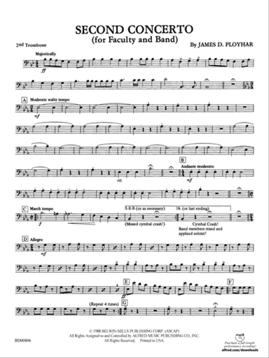 Second Concerto for Faculty and Band: 2nd Trombone