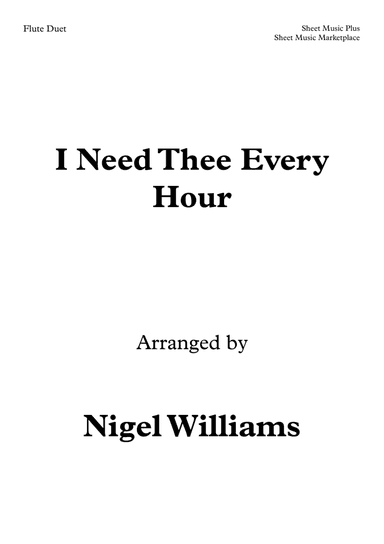 I Need Thee Every Hour, for Flute Duet