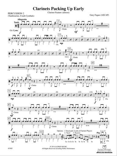 Clarinets Packing Up Early: 2nd Percussion