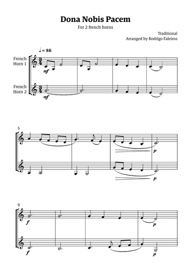 Dona Nobis Pacem - for 2 french horns