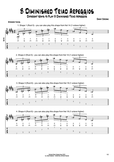 B Diminished Triad Arpeggios (5 Ways to Play)