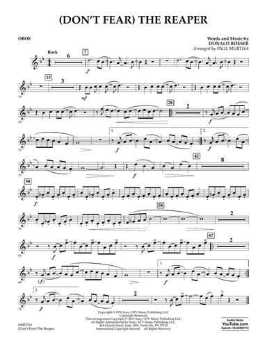 (Don't Fear) The Reaper (arr. Paul Murtha) - Oboe