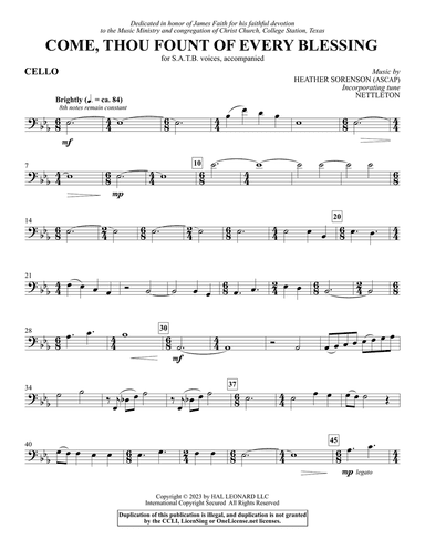 Come, Thou Fount Of Every Blessing - Cello