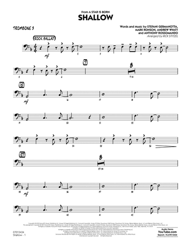 Shallow (from A Star Is Born) (arr. Rick Stitzel) - Trombone 3