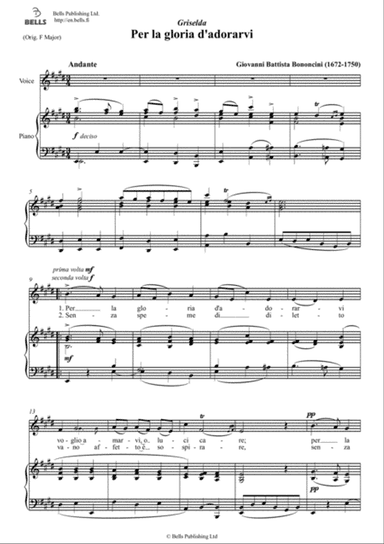 Per la gloria d'adorarvi (E Major)
