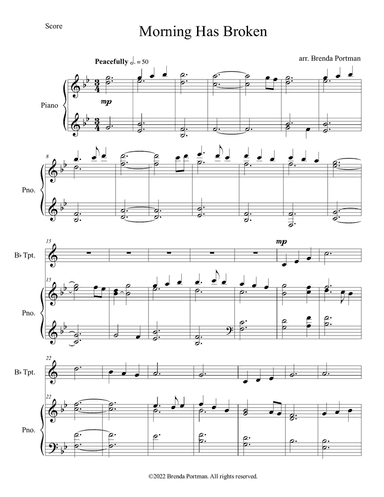 Morning Has Broken (trumpet/piano), arr. Brenda Portman