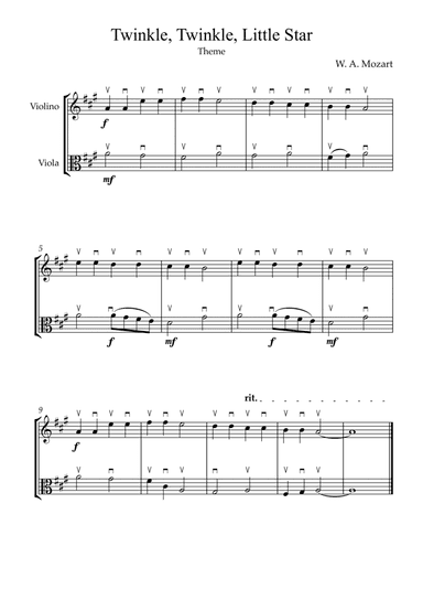 Twinkle, Twinkle, Little Star | For Violin & Viola