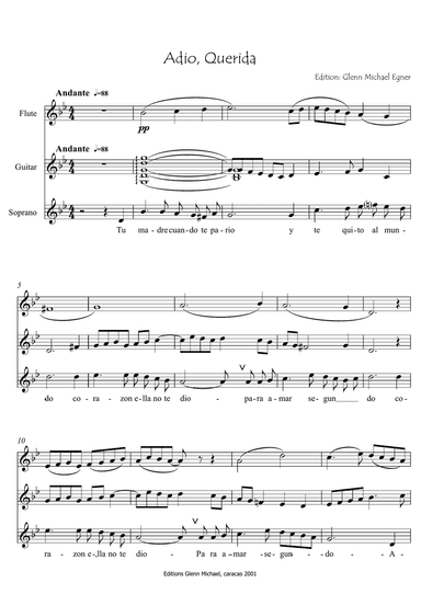 Sefardi song, Adio Querida