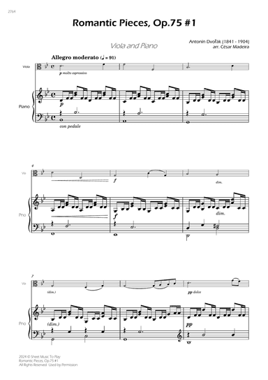 Romantic Pieces, Op.75 (1st mov.) - Viola and Piano (Full Score)