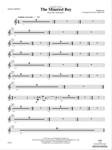 The Minstrel Boy (from the Irish Suite): 3rd B-flat Cornet