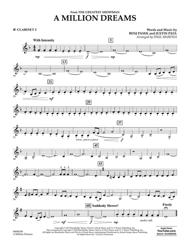 A Million Dreams (from The Greatest Showman) (arr. Paul Murtha) - Bb Clarinet 2