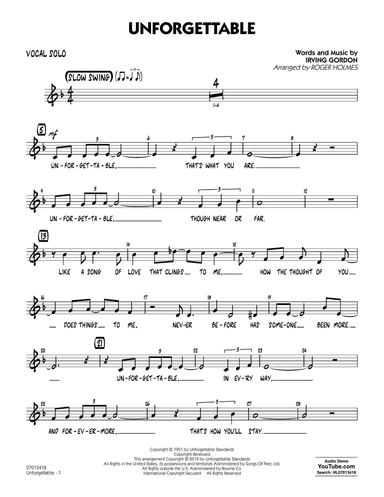 Unforgettable (arr. Roger Holmes) - Vocal Solo