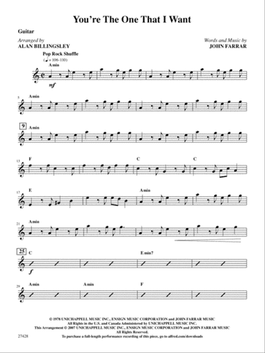 You're the One That I Want (from Grease): Guitar