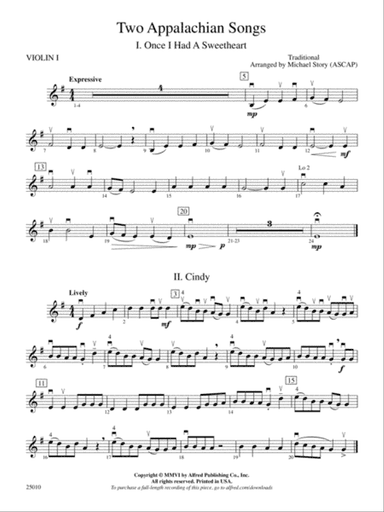 Two Appalachian Songs: 1st Violin