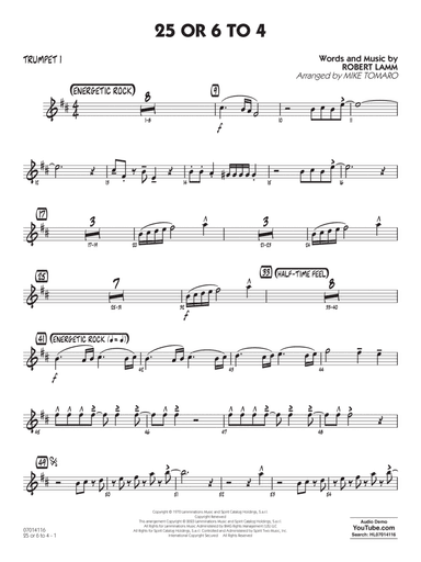 25 Or 6 To 4 (arr. Mike Tomaro) - Trumpet 1