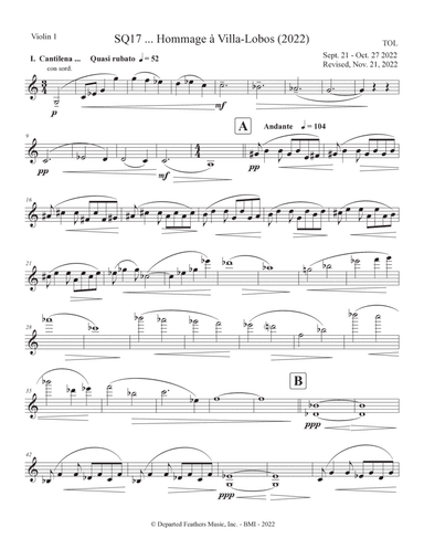 SQ17 ... Hommage Ă  Villa-Lobos (2022) violin 1 part