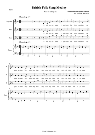 I'll tell my ma (the Belle of Belfast city) for SAB choir and piano