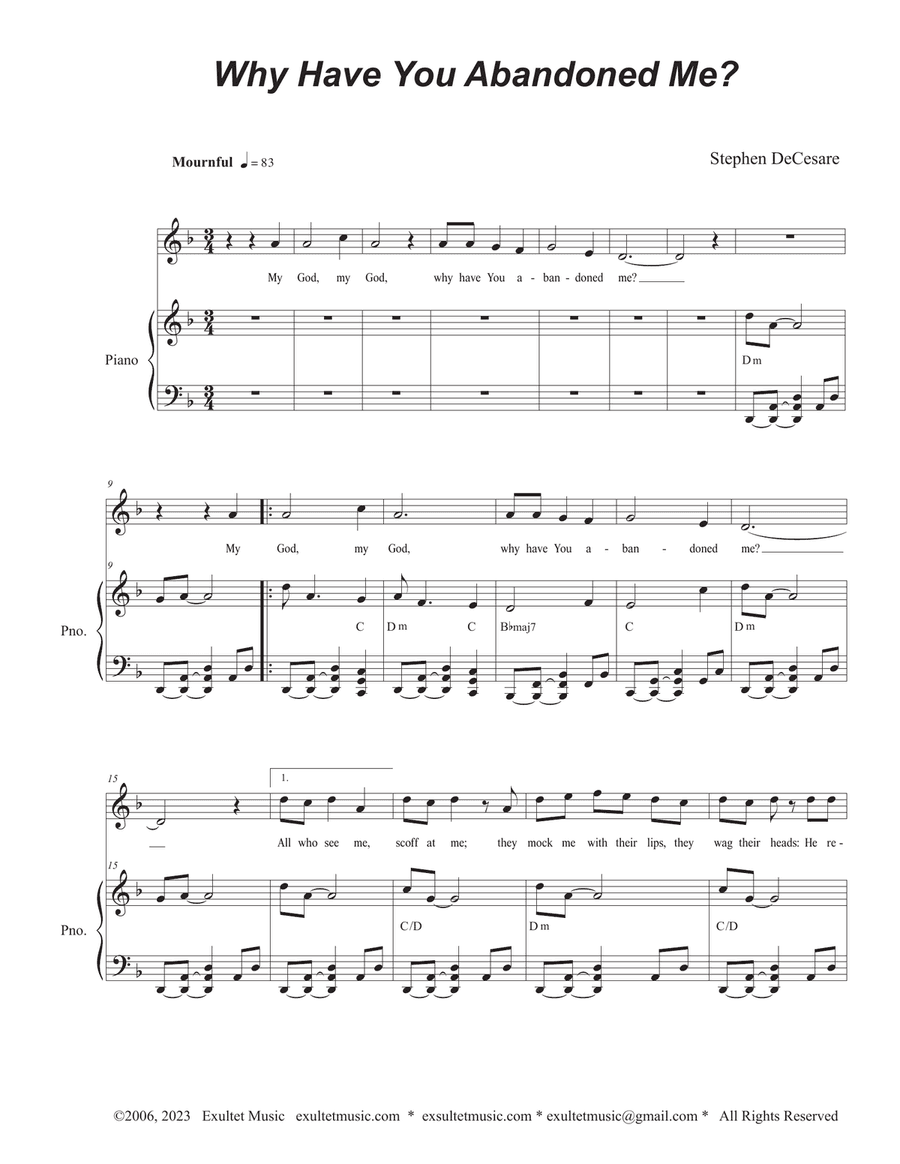 Why Have You Abandoned Me? (Unison choir - High Key)