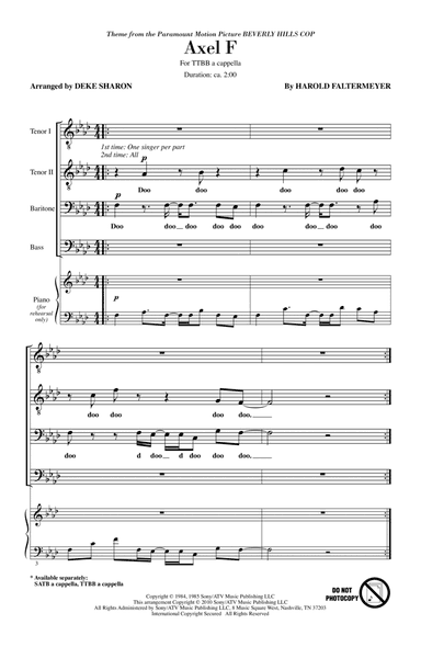 Axel F (from Beverly Hills Cop) (arr. Deke Sharon)