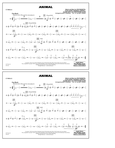 Animal (arr. Matt Conaway) - Cymbals