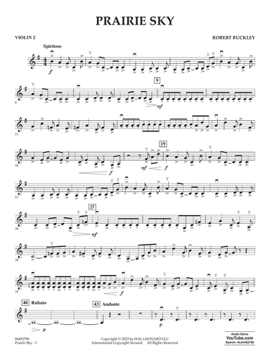 Prairie Sky - Violin 2