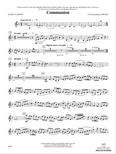 Communion: 2nd B-flat Clarinet