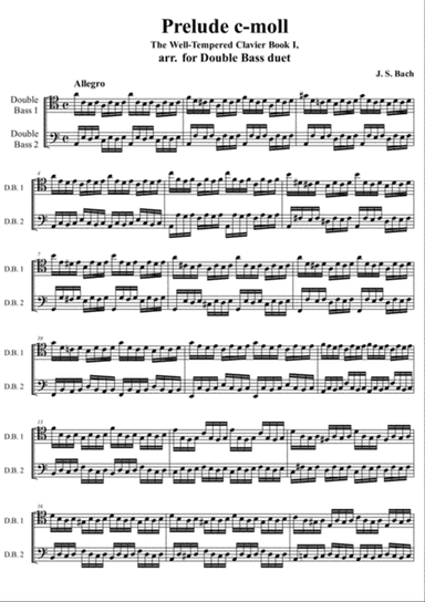 J. S. Bach - Prelude II c-moll from The Well-Tempered Clavier Book I, arr. for Double Bass duet