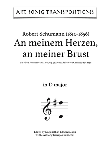 SCHUMANN: An meinem Herzen, an meiner Brust, Op. 42 no. 7 (transposed to D major)