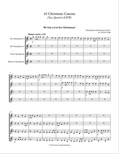 10 Christmas Canons (Sax Quartet AATB)