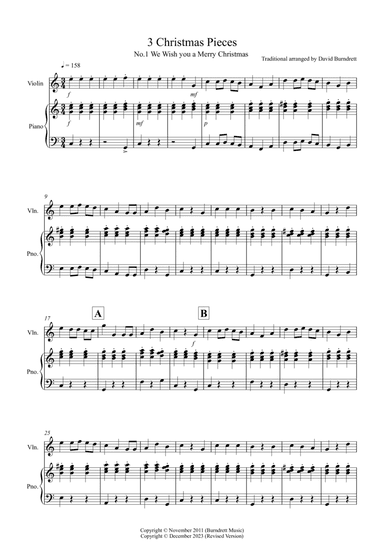 3 Easy Christmas Pieces for Violin and Piano