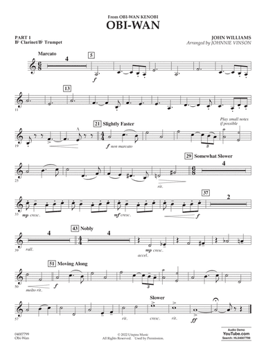 Obi-Wan (arr. Johnnie Vinson) - Pt.1 - Bb Clarinet/Bb Trumpet