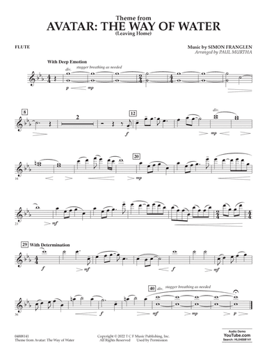 Theme from Avatar: The Way of Water (arr. Paul Murtha) - Flute