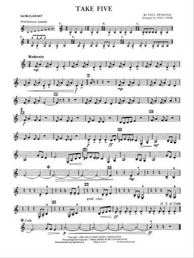 Take Five: 2nd B-flat Clarinet