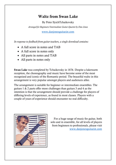 Waltz from Swan Lake for Easy Guitar Ensemble