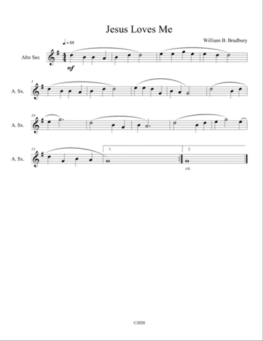Jesus Loves Me (alto sax solo)