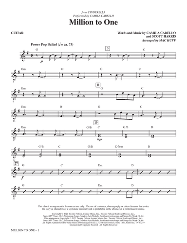 Million To One (from the Amazon Original Movie Cinderella) (arr. Mac Huff) - Guitar