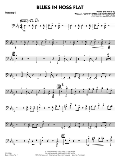 Blues in Hoss Flat (Blues in Frankie's Flat) (arr. Mark Taylor) - Trombone 4