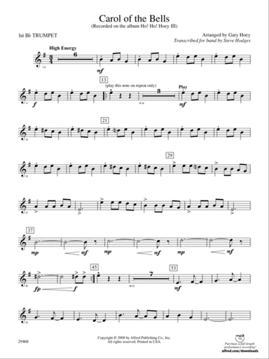 Carol of the Bells: 1st B-flat Trumpet