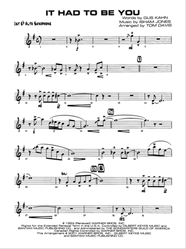 It Had to Be You: E-flat Alto Saxophone