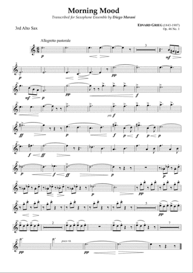 Peer Gynt Suite Op. 46 No. 1 for Saxophone Ensemble - Alto Sax 3