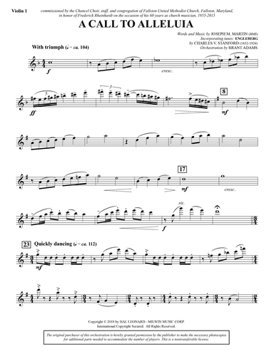 A Call to Alleluia (Full Orchestra) - Violin 1