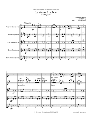 La Donna e Mobile - Sax Quintet