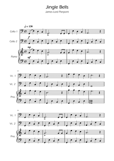 Jingle Bells - Cello Duet w/ Piano