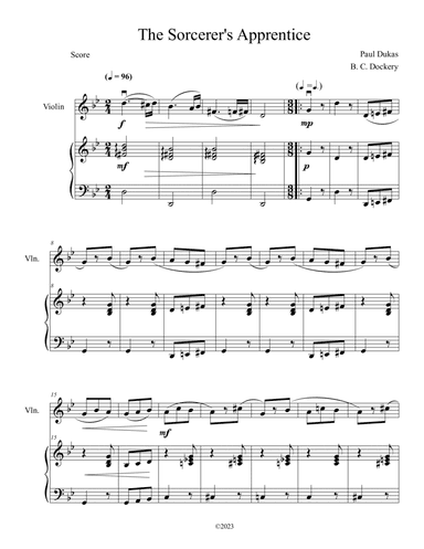 The Sorcerer's Apprentice (Violin Solo with Piano Accompaniment)
