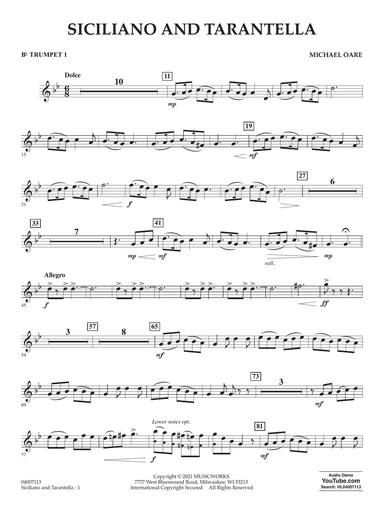 Siciliano and Tarantella - Bb Trumpet 1