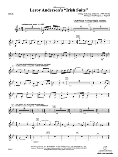Leroy Anderson’s Irish Suite, Selections from: Oboe