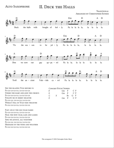 Deck the Halls for Alto Saxophone