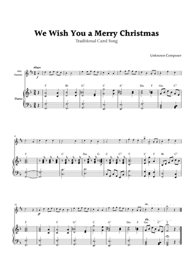We Wish you a Merry Christmas for Alto Clarinet and Piano