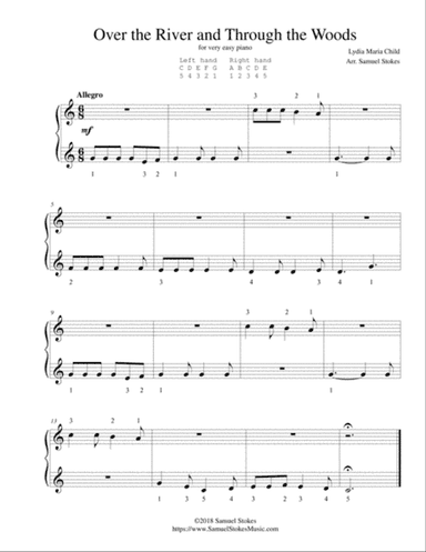 Over the River and Through the Woods - for very easy piano