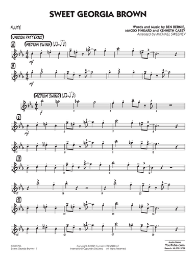 Sweet Georgia Brown (arr. Michael Sweeney) - Flute